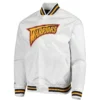 Golden State Warriors Hardwood Classics Raglan Full-Snap Satin White Varsity Jacket LeatherMoto (2)