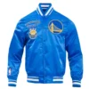 Golden State Warriors Retro Classic Satin Royal Blue Jacket (1)