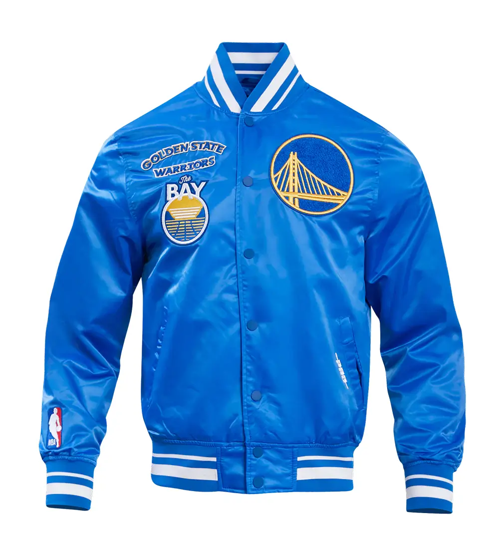 Golden State Warriors Retro Classic Satin Royal Blue Jacket (1)