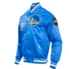Golden State Warriors Retro Classic Satin Royal Blue Jacket (2)
