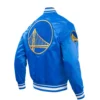 Golden State Warriors Retro Classic Satin Royal Blue Jacket (3)