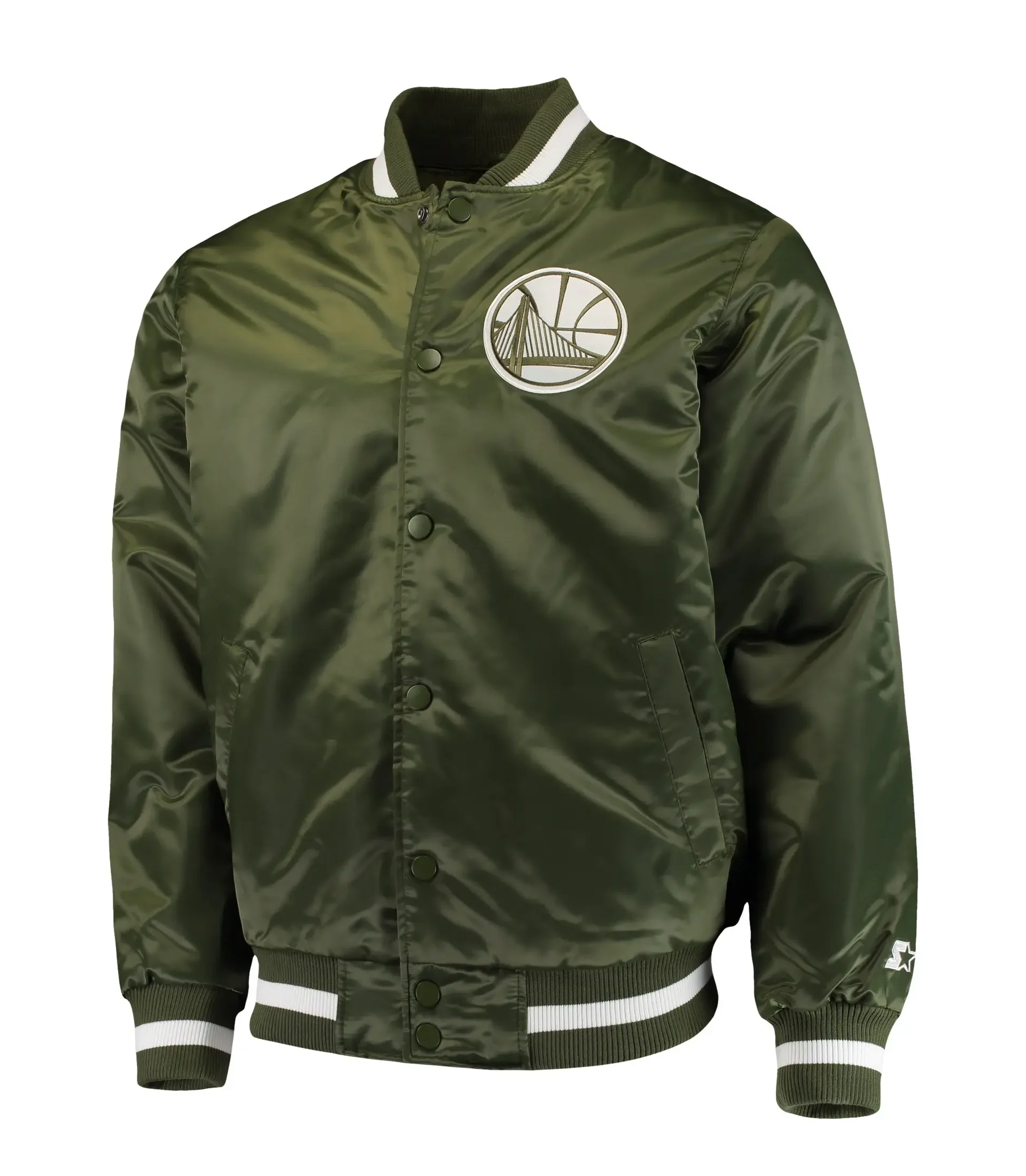 Golden State Warriors Starter Full-Snap Satin Green Jacket LeatherMoto (2)