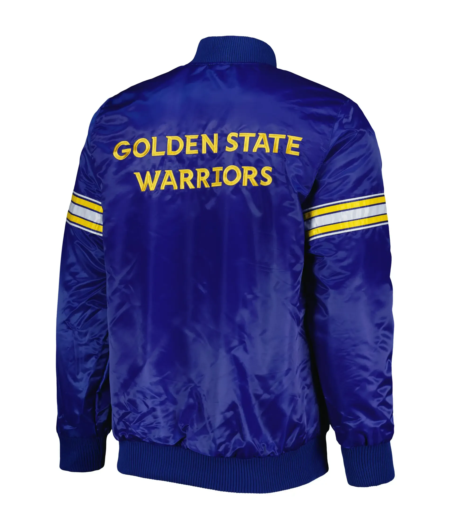 Golden State Warriors Starter Pick & Roll Full-Snap Satin Royal Blue Varsity Jacket LeatherMoto (2)
