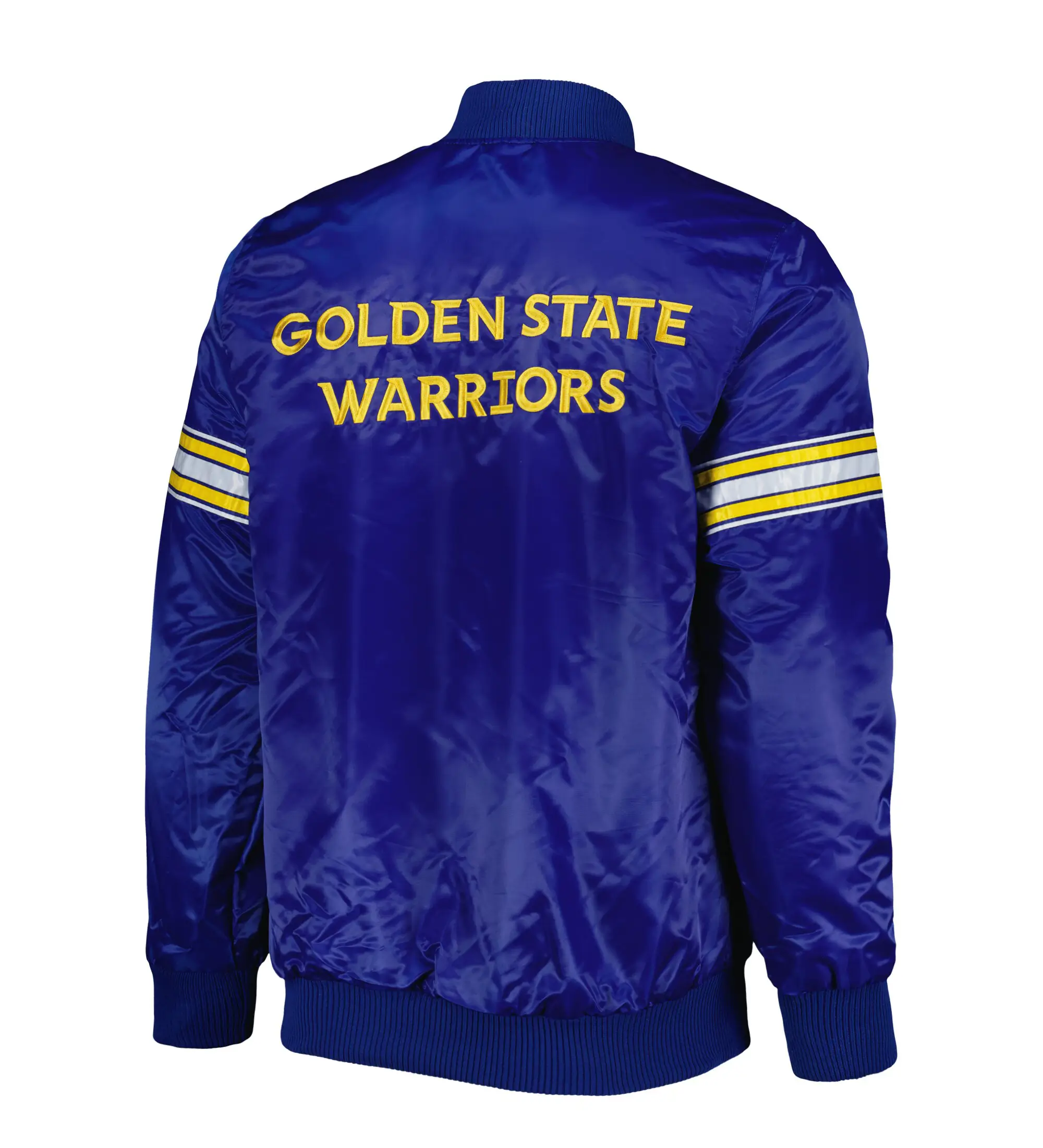 Golden State Warriors Starter Pick & Roll Full-Snap Satin Royal Blue Varsity Jacket LeatherMoto (2)