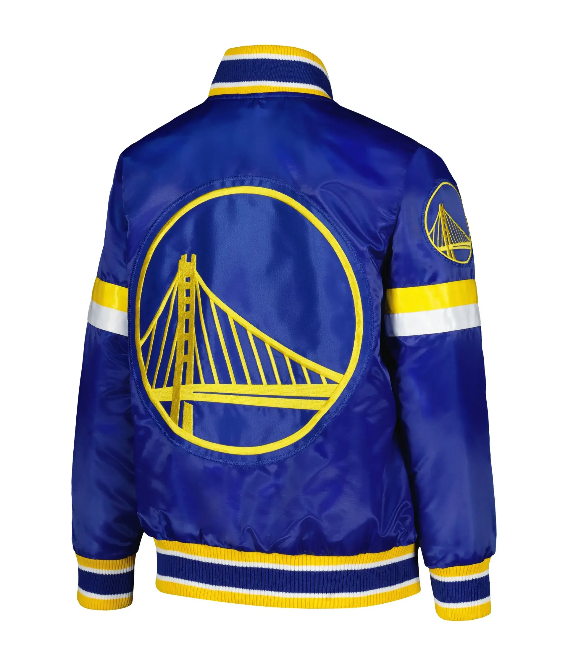 Alternative view of Golden State Warriors Starter Youth Home Game Full Snap Royal Blue Satin Varsity Jacket
