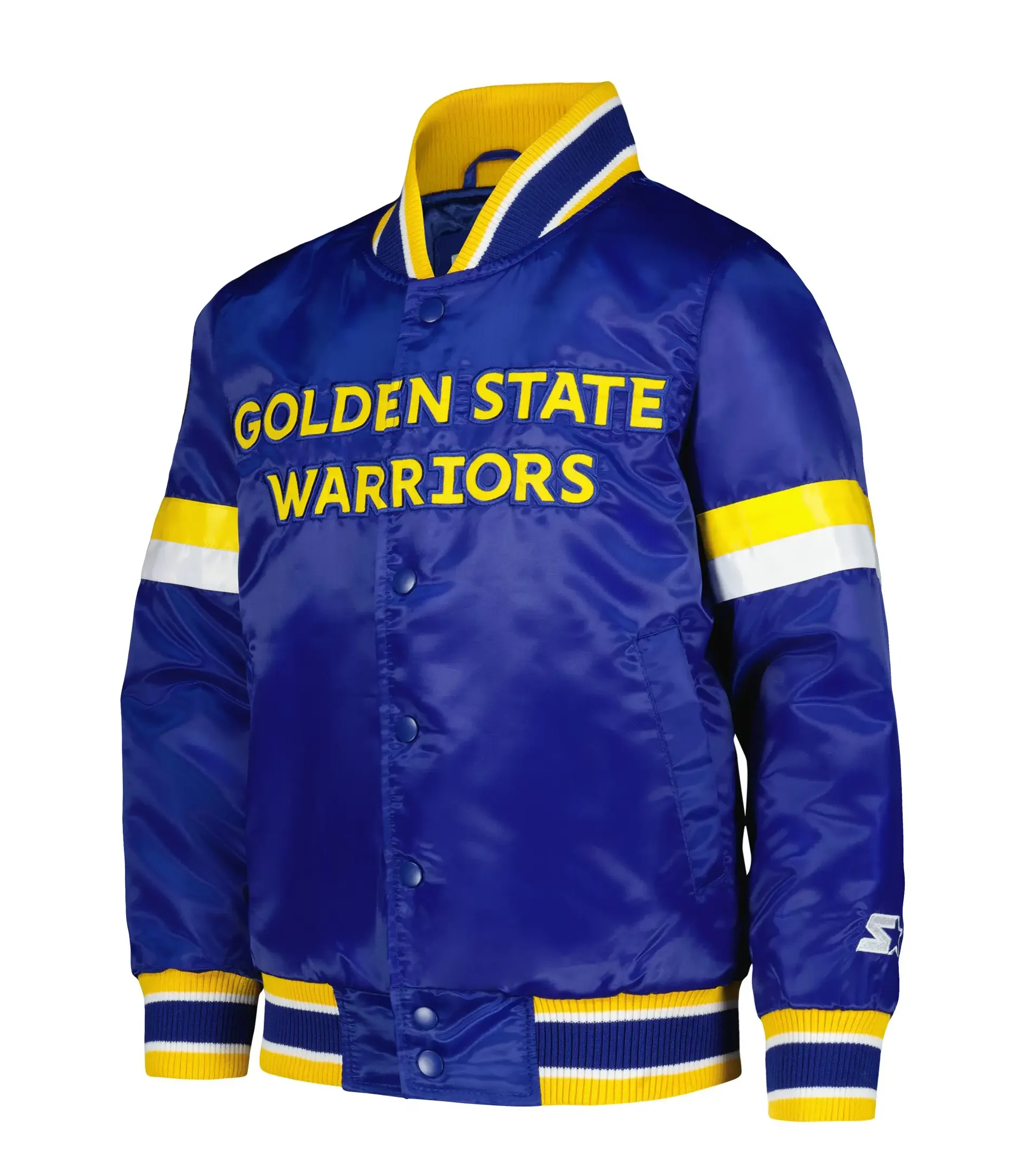 Golden-State-Warriors-Starter-Youth-Home-Game-Full-Snap-Royal-Blue-Satin-Varsity-Jacket-LeatherMoto