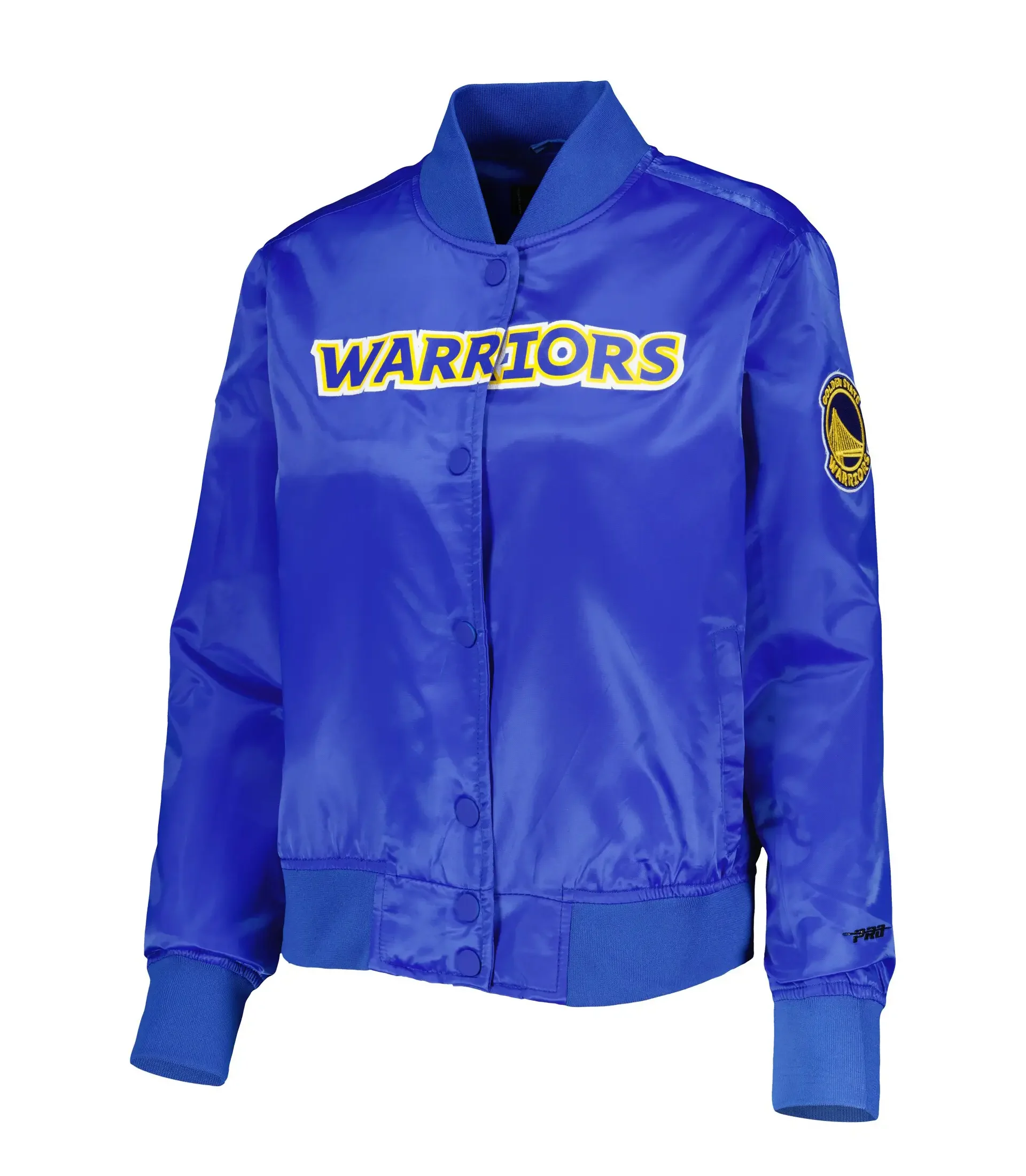 Golden State Warriors Women's Classics Full-Snap Royal Blue Satin Jacket LeatherMoto (1)