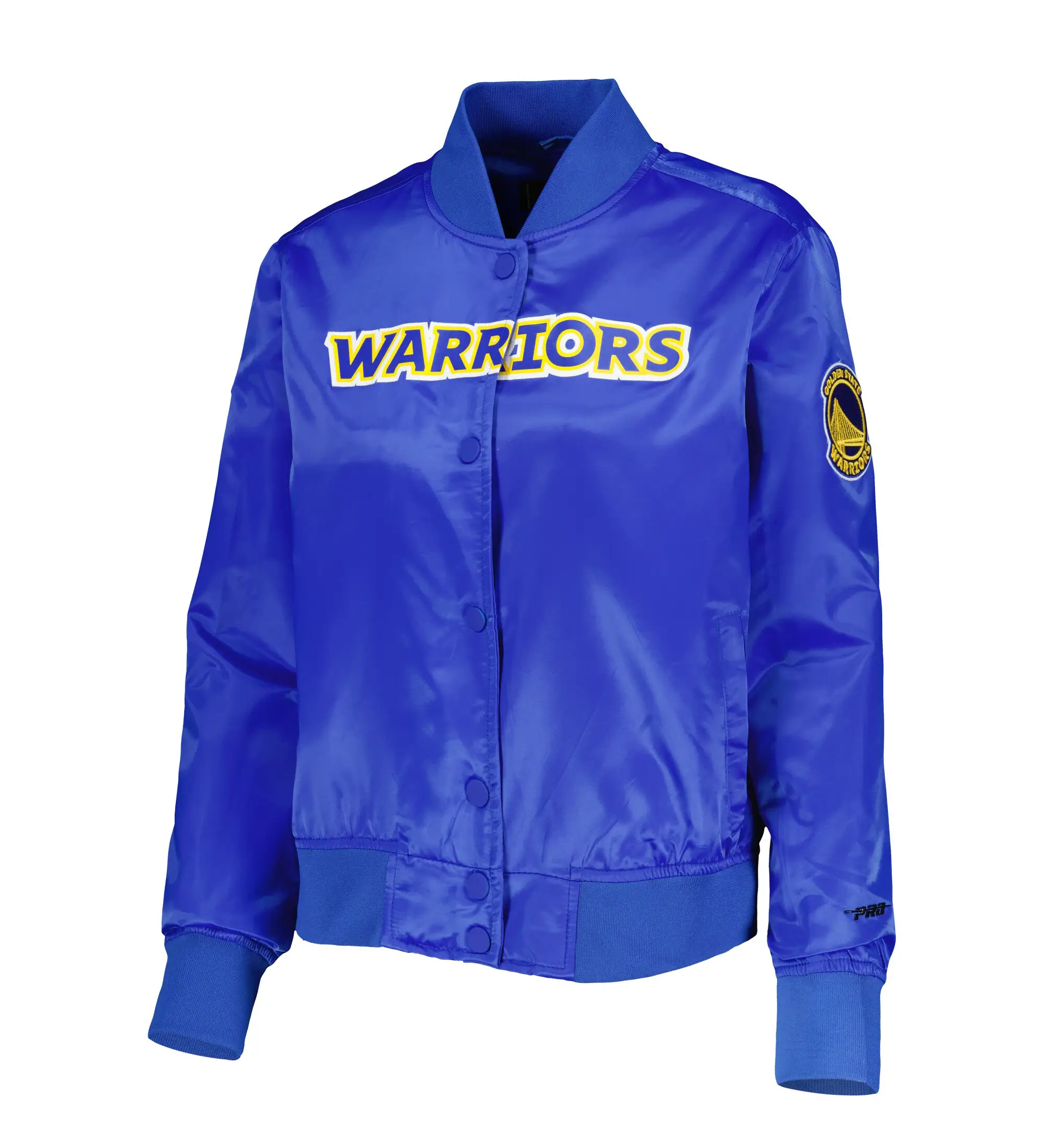 Golden State Warriors Women's Classics Full-Snap Royal Blue Satin Jacket LeatherMoto (1)