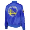 Golden State Warriors Women's Classics Full-Snap Royal Blue Satin Jacket LeatherMoto (4)