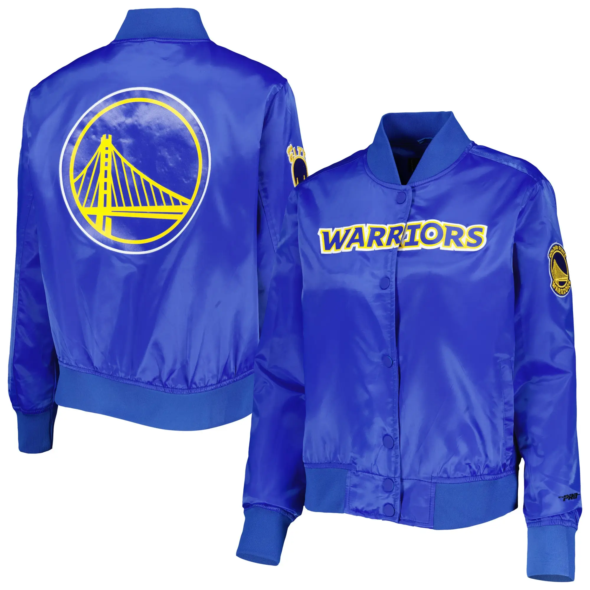 Golden State Warriors Women's Classics Full-Snap Royal Blue Satin Jacket LeatherMoto (5)