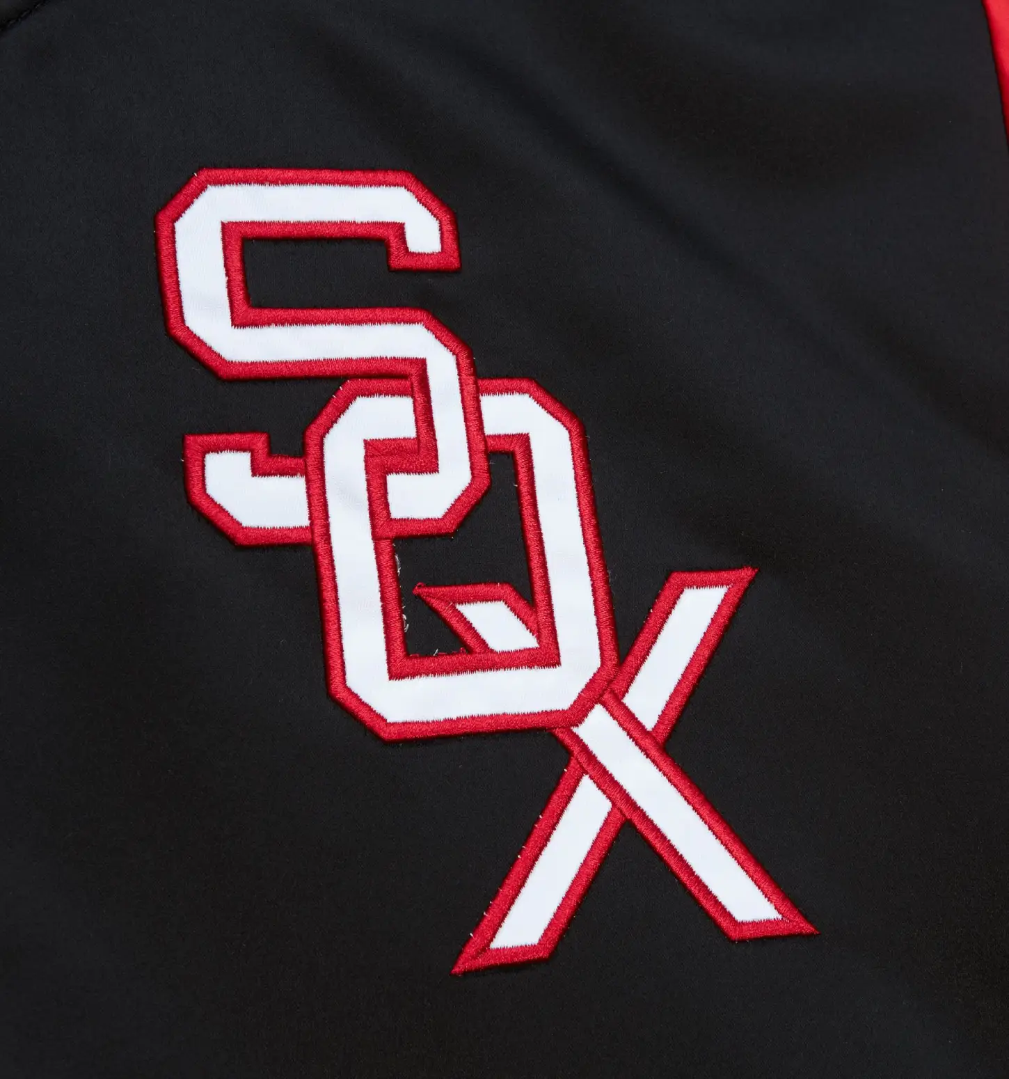 Alternative view of Chicago White Sox Heavyweight Black Full Snap Satin Varsity Jacket