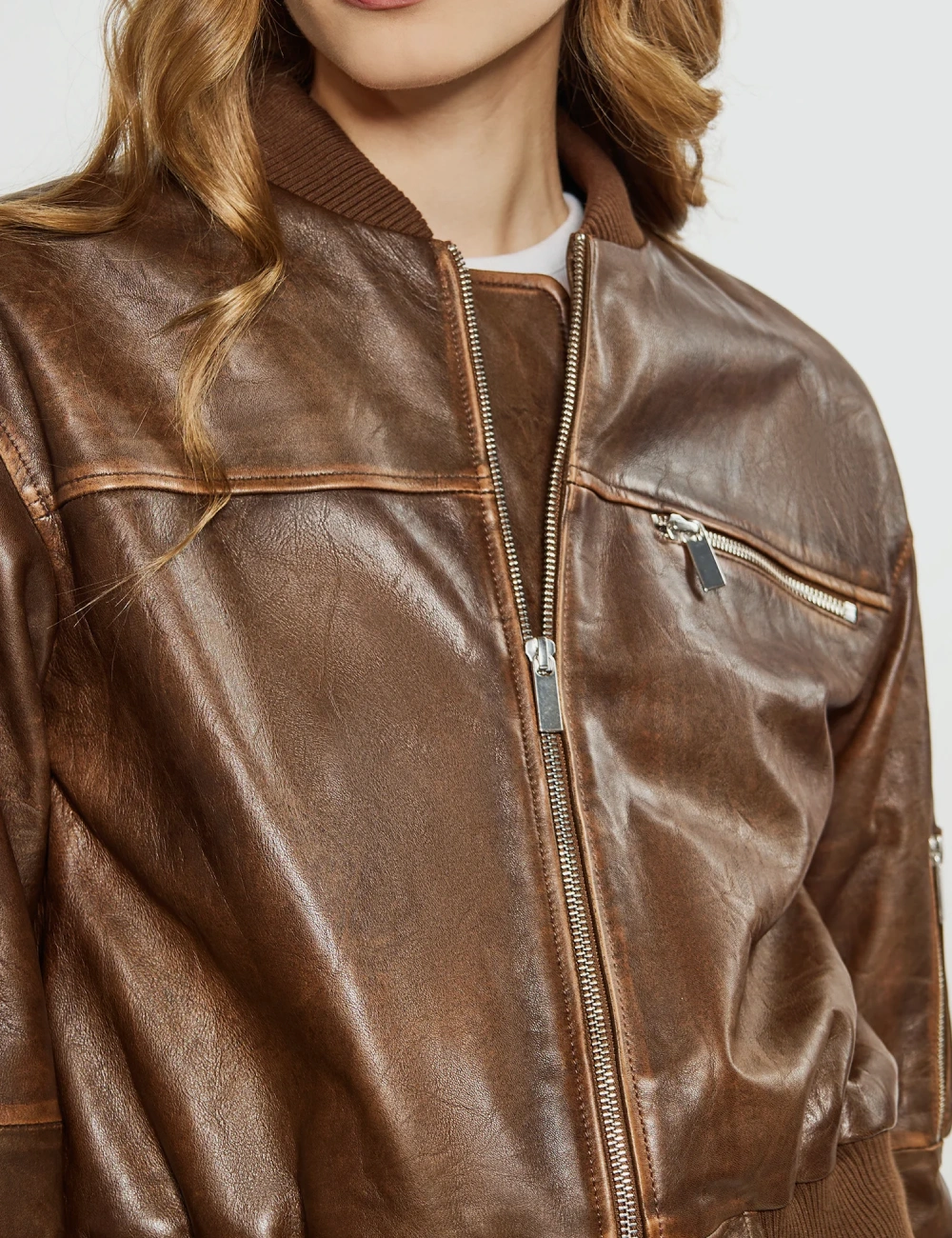 Heritage Women Brown Vintage Bomber Leather Jacket - LeatherMoto (2)