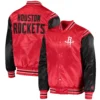 Houston Rockets Starter The Enforcer Full Snap Red Black Satin Varsity Jacket - Image 4
