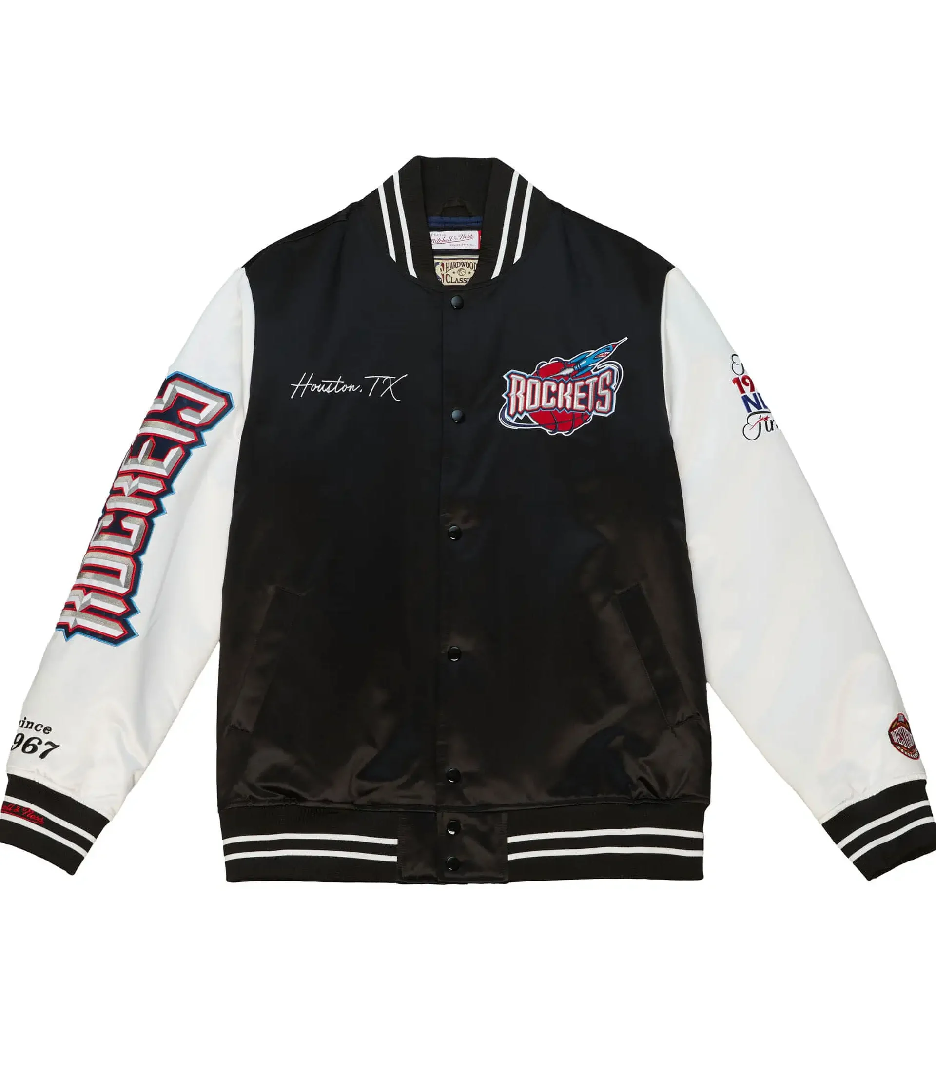 Houston-Rockets-Team-Origins-Satin-Black-White-Varsity-Jacket-LeatherMoto