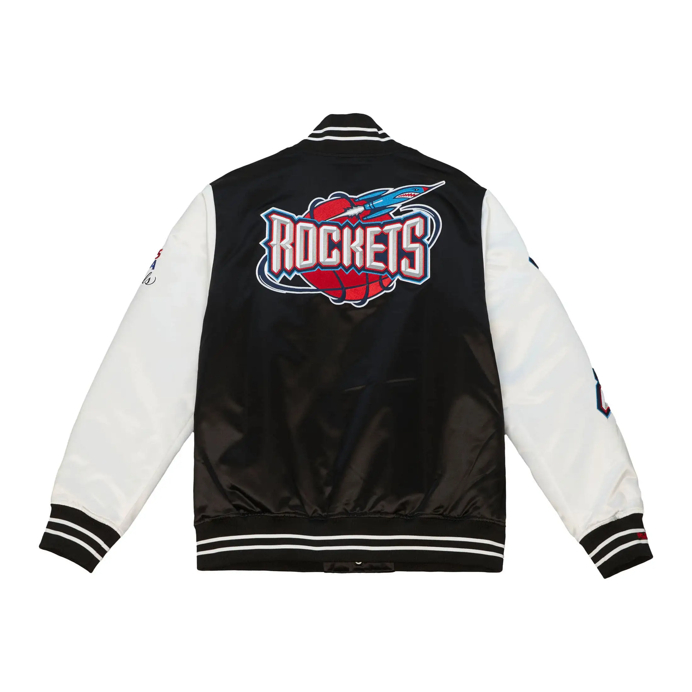 Houston-Rockets-Team-Origins-Satin-Black-White-Varsity-Jacket-LeatherMoto