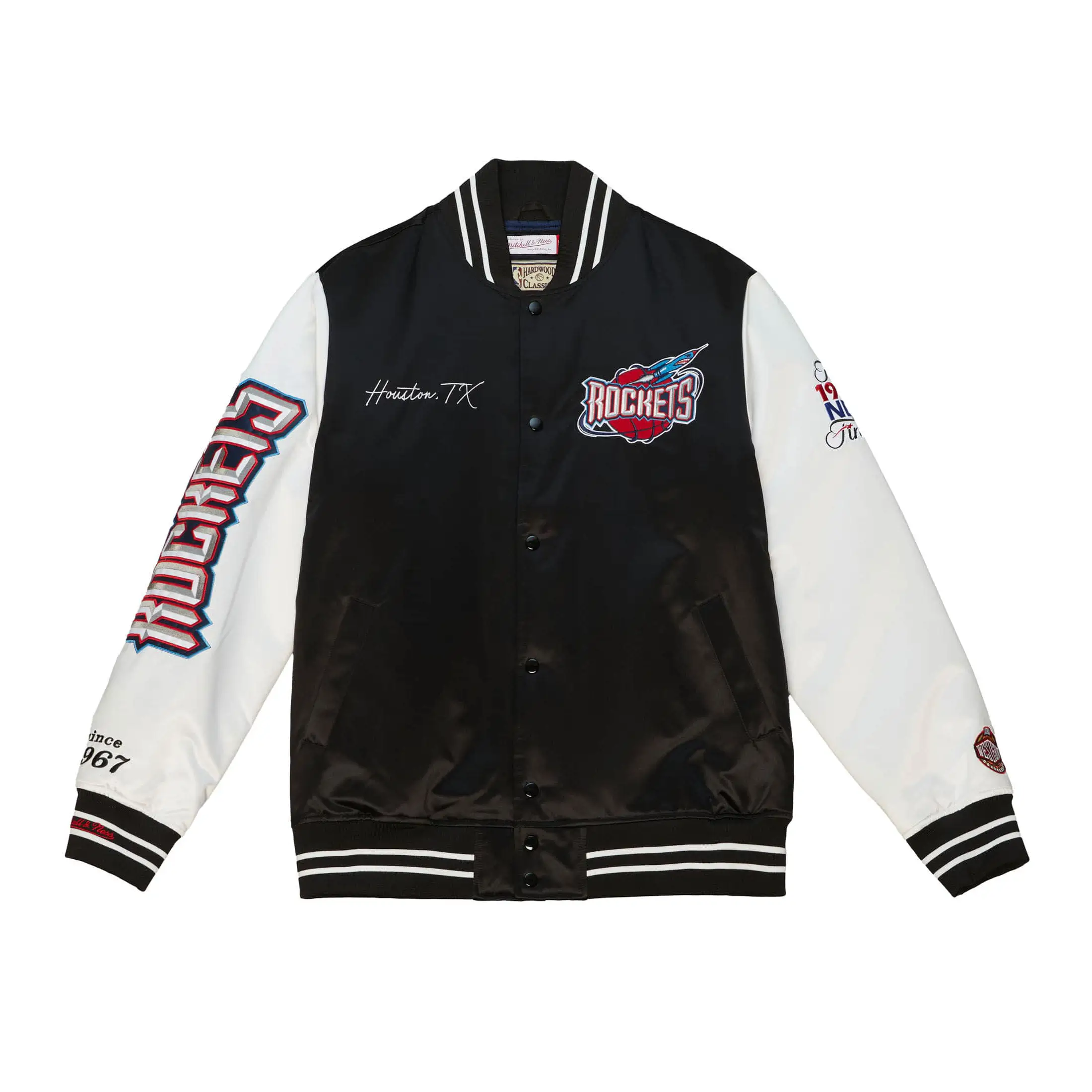 Houston-Rockets-Team-Origins-Satin-Black-White-Varsity-Jacket-LeatherMoto