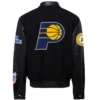 Indiana Pacers Wool & Leather Black Varsity Jacket-LeatherMoto