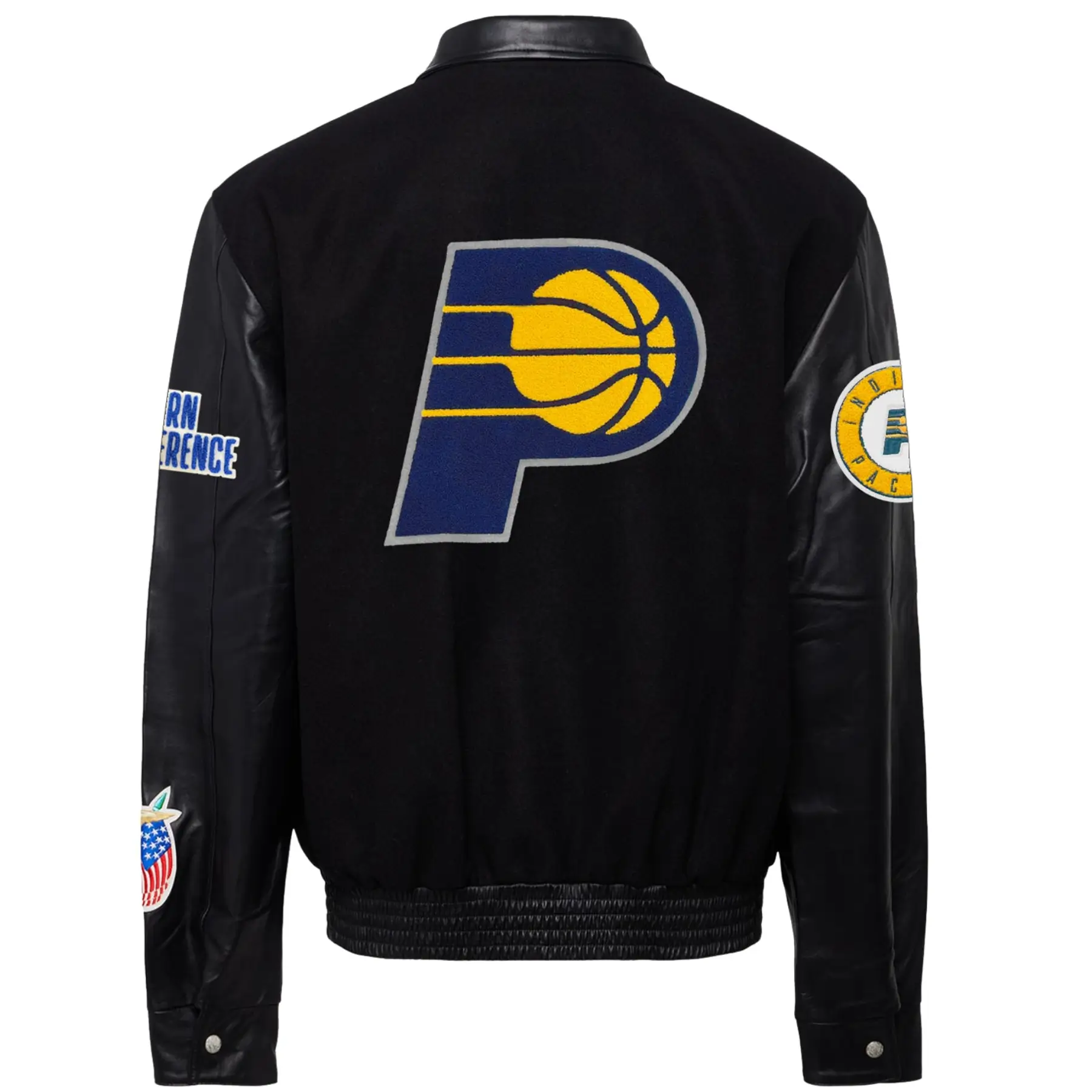 Indiana Pacers Wool & Leather Black Varsity Jacket-LeatherMoto