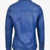 Indigo Rider Women's Blue Leather Cross-Zip Biker Jacket (2)