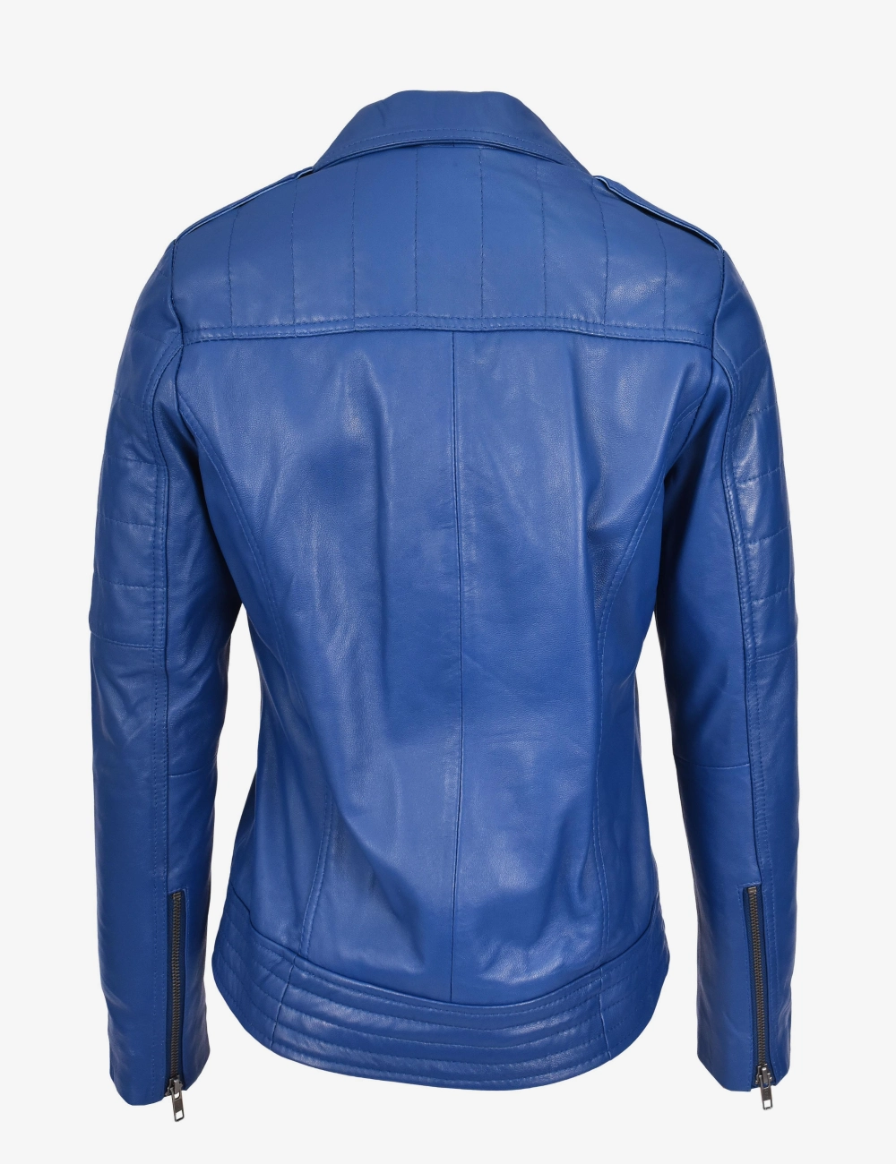 Indigo Rider Women's Blue Leather Cross-Zip Biker Jacket (2)