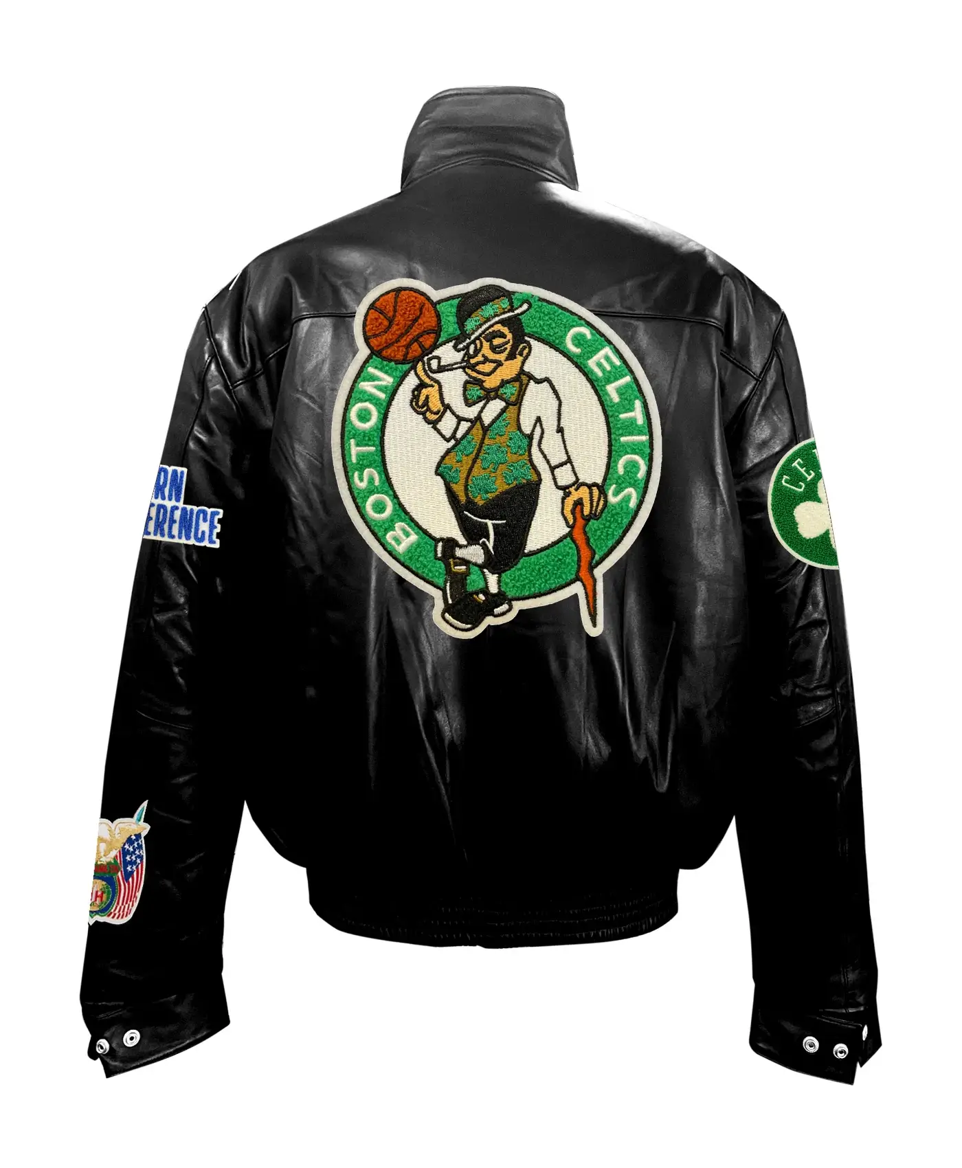 Alternative view of Jeff Hamilton Boston Celtics Full Black Leather Jacket - Black