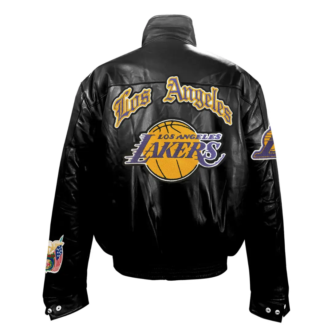 Jeff-Hamilton-Los-Angeles-Lakers-Puffer-Full-Black-Leather-Jacket-LeatherMoto