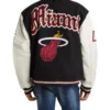 Jeff Hamilton Miami Heat Block  Ribbed Knit Letter Varsity Jacket - Image 2