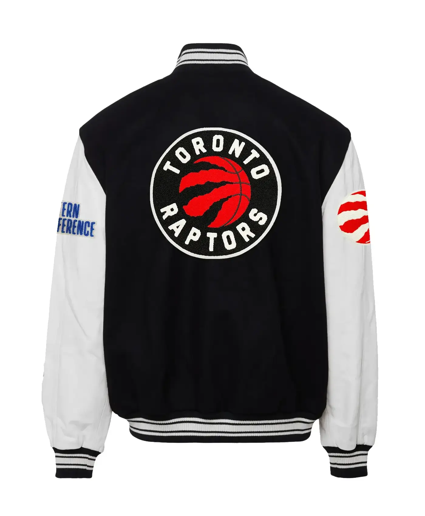 Jeffhamilton X Toronto Raptors BlackWhite Wool & Leather Varsity Jacket (2)