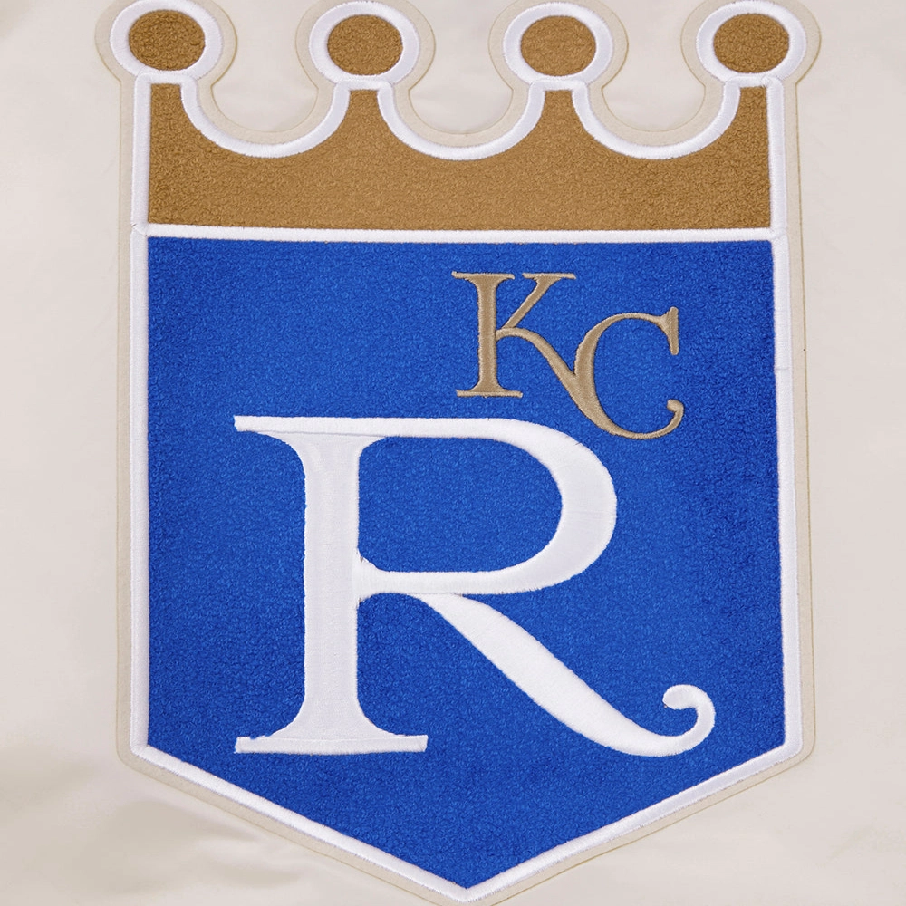 Kansas-City-Royals-Pro-Standard-Full-Snap-Satin-Varsity-Cream-Jacket-LEATHER MOTO 3