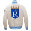 Kansas-City-Royals-Pro-Standard-Full-Snap-Satin-Varsity-Cream-Jacket-LEATHR MOTO 2