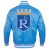 Kansas-City-Royals-Pro-Standard-Retro-Classic-Rib-Knitted-Satin-Varsity-Jacket-LEATHER MOTO 2