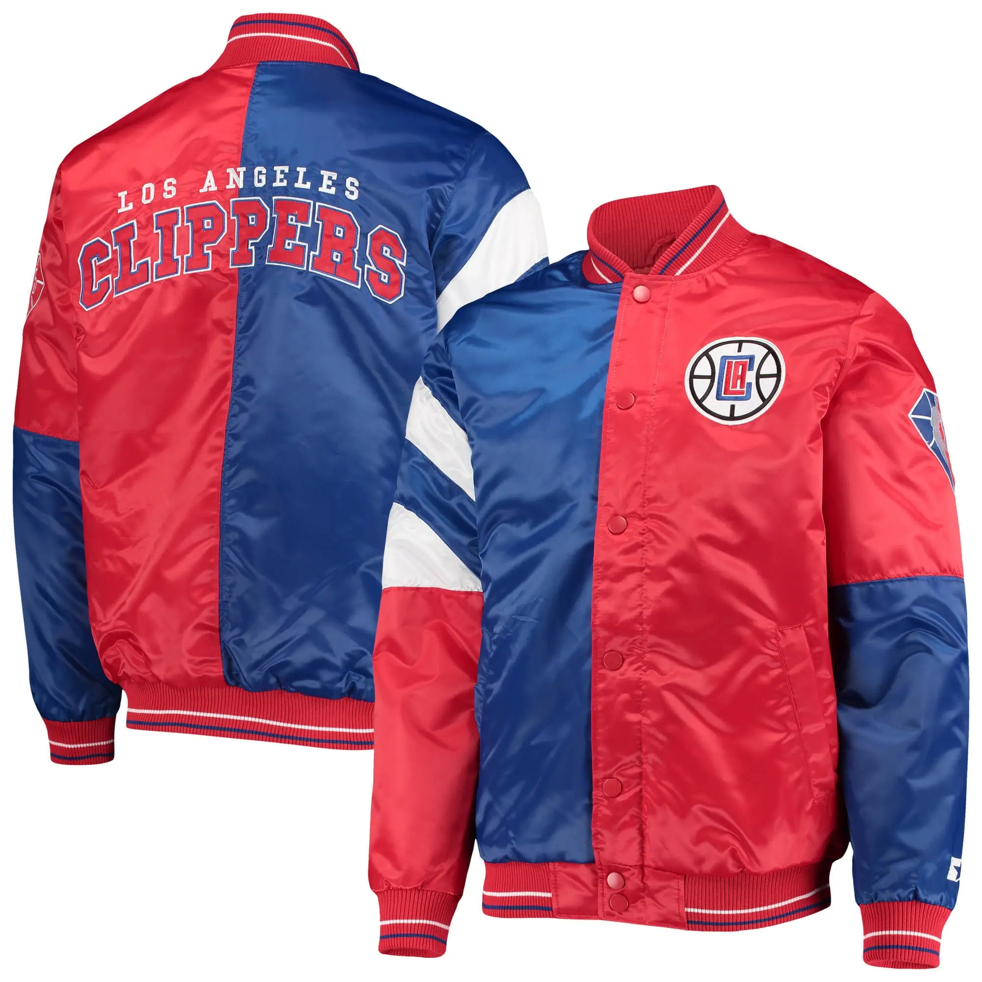 LA-Clippers-Starter-75th-Anniversary-Leader-RoyalRed-Color-Block-Full-Snap-Satin-Varsity-Jacket-4