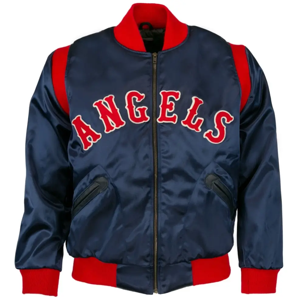 Los-Angeles-Angels-1961-Authentic-Satin-Varsity-Zipper-Jacket-leather moto 1