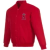 Los-Angeles-Angels-Full-Snap-Polyester-Varsity-Red-Jacket-leather moto 1