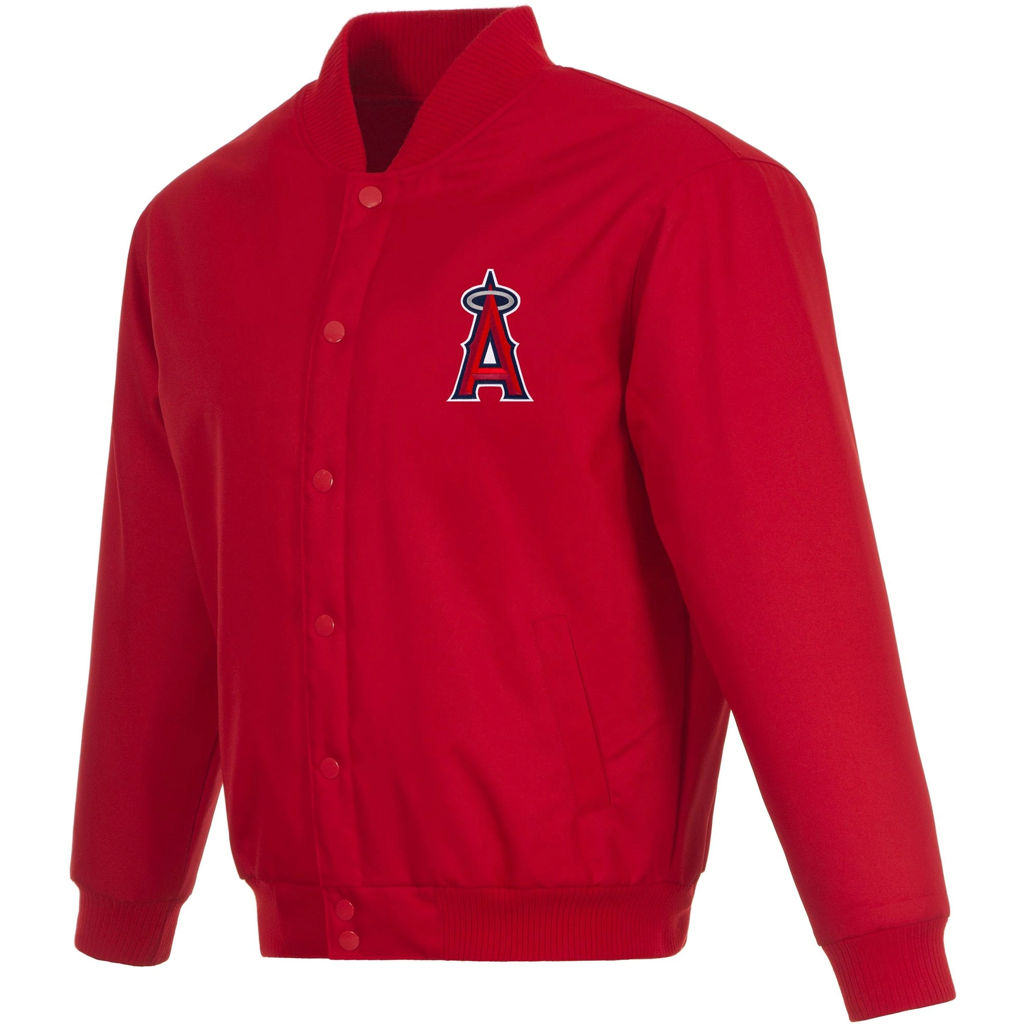 Los-Angeles-Angels-Full-Snap-Polyester-Varsity-Red-Jacket-leather moto 1