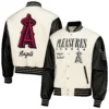 Los Angeles Angels Pleasures Full Snap Wool Leather Varsity Jacket - Image 4