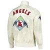 Los-Angeles-Angels-Pro-Standard-Cooperstown-Pinstripe-Full-Snap-Satin-Varsity-Jacket-leather moto 2