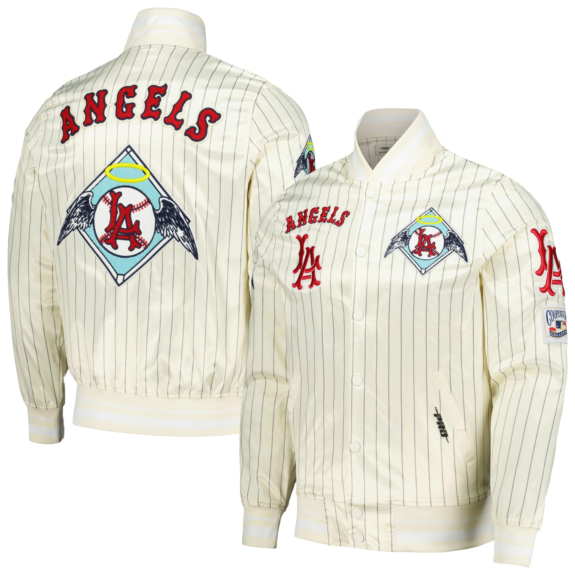 Los-Angeles-Angels-Pro-Standard-Cooperstown-Pinstripe-Full-Snap-Satin-Varsity-Jacket-leather moto 3
