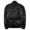 Los-Angeles-Angels-Pro-Standard-Triple-Black-Full-Snap-Satin-Varsity-Jacket-leather moto 1