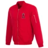 Los-Angeles-Angels-Rib-Knitted-Full-Zip-Polyester-Varsity-Red-Jacket-leather moto 1