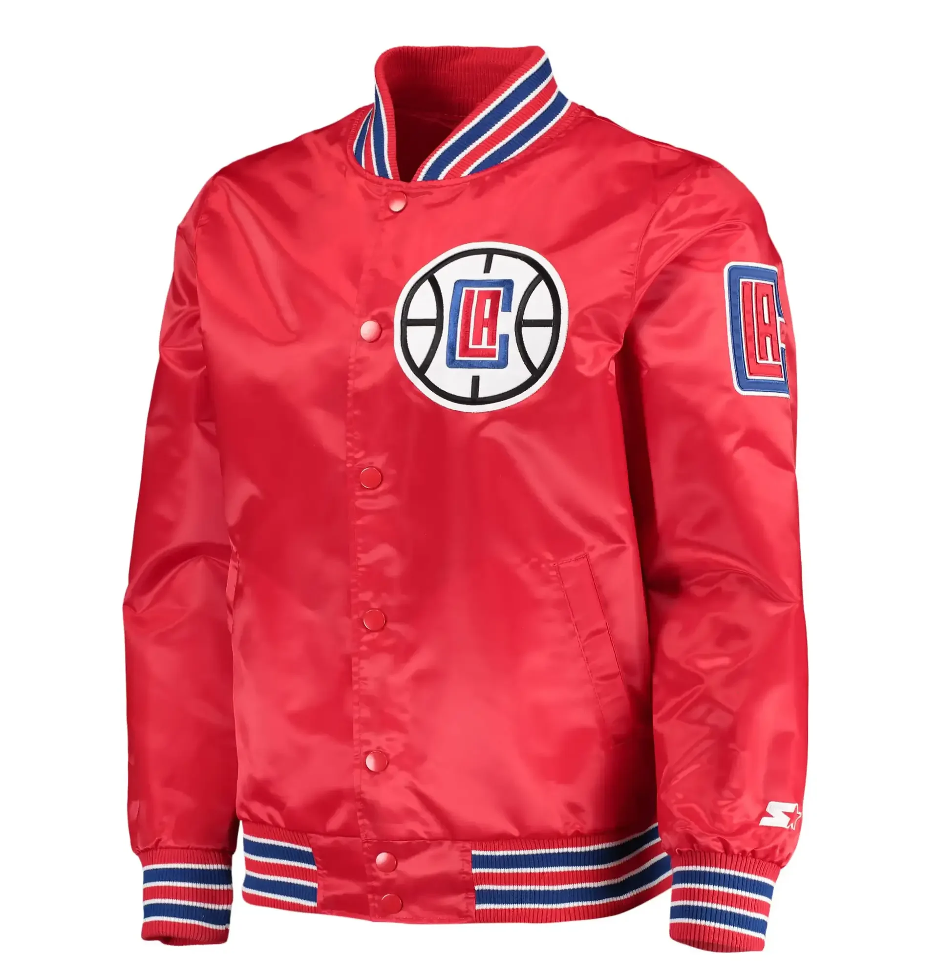 Los-Angeles-Clippers-Starter-The-Diamond-Classic-Red-Satin-Varsity-Jacket-1