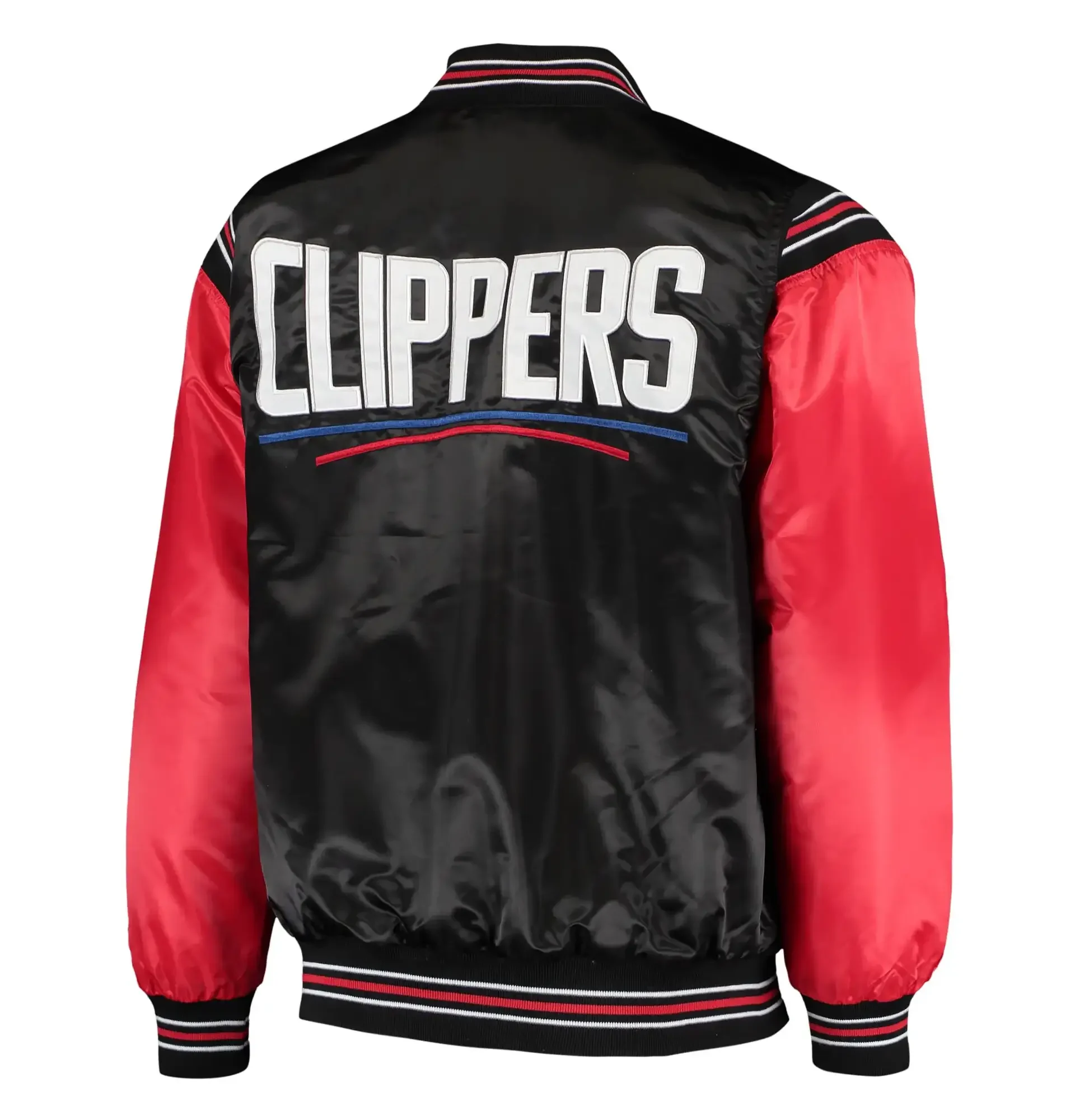 Los-Angeles-Clippers-Starter-The-Enforcer-Full-Snap-Black-Red-Satin-Varsity-Jacket-2