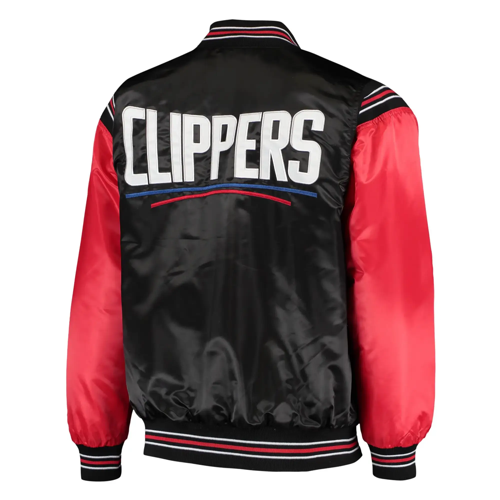Los-Angeles-Clippers-Starter-The-Enforcer-Full-Snap-Black-Red-Satin-Varsity-Jacket-2