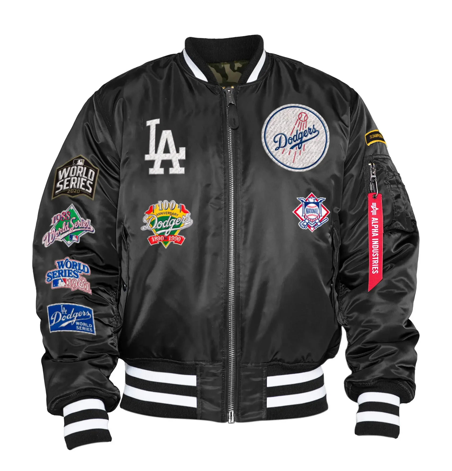 Los-Angeles-Dodgers-Alpha-Industries-X-New-Era-MA-1-Jacket-leather moto 1