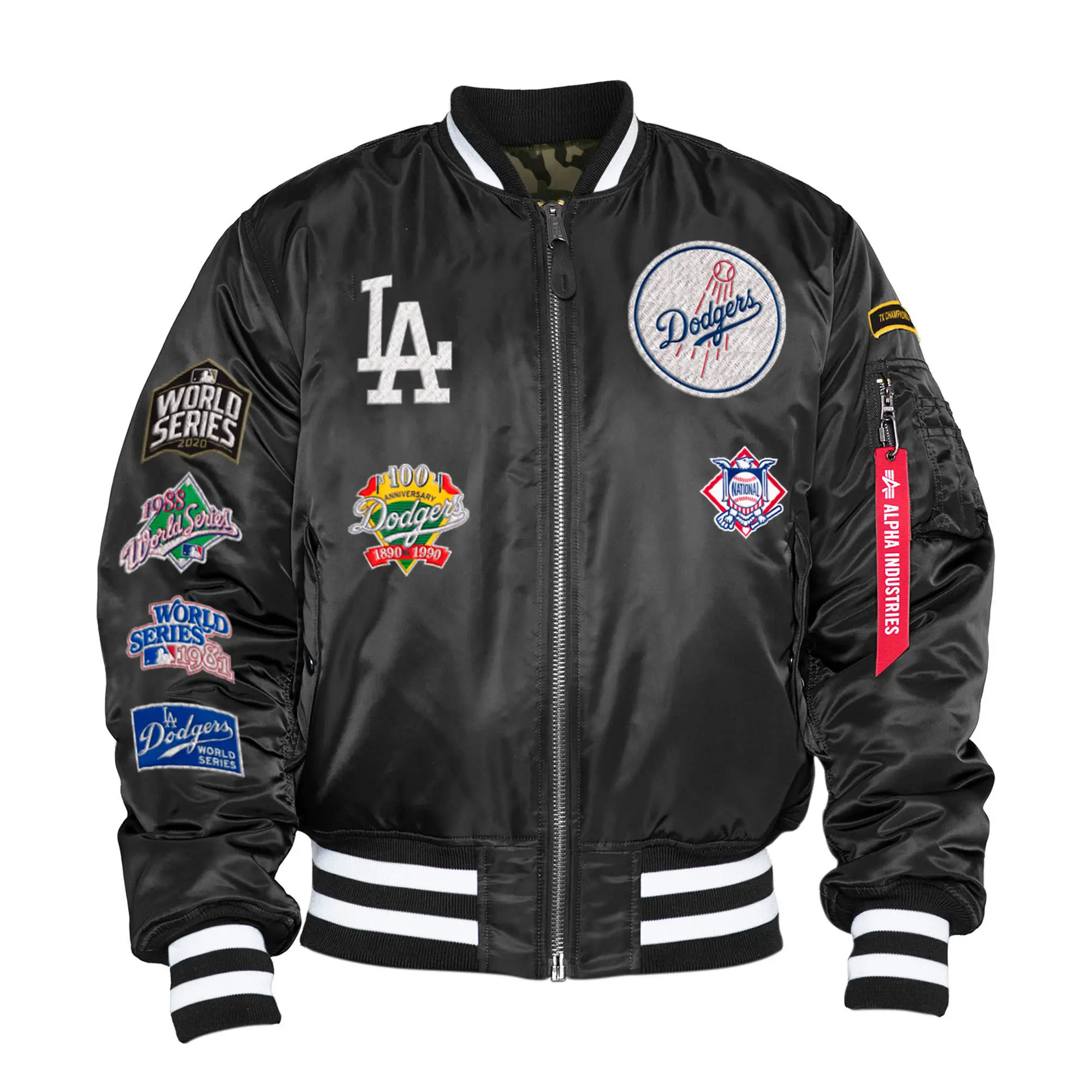 Los-Angeles-Dodgers-Alpha-Industries-X-New-Era-MA-1-Jacket-leather moto 1