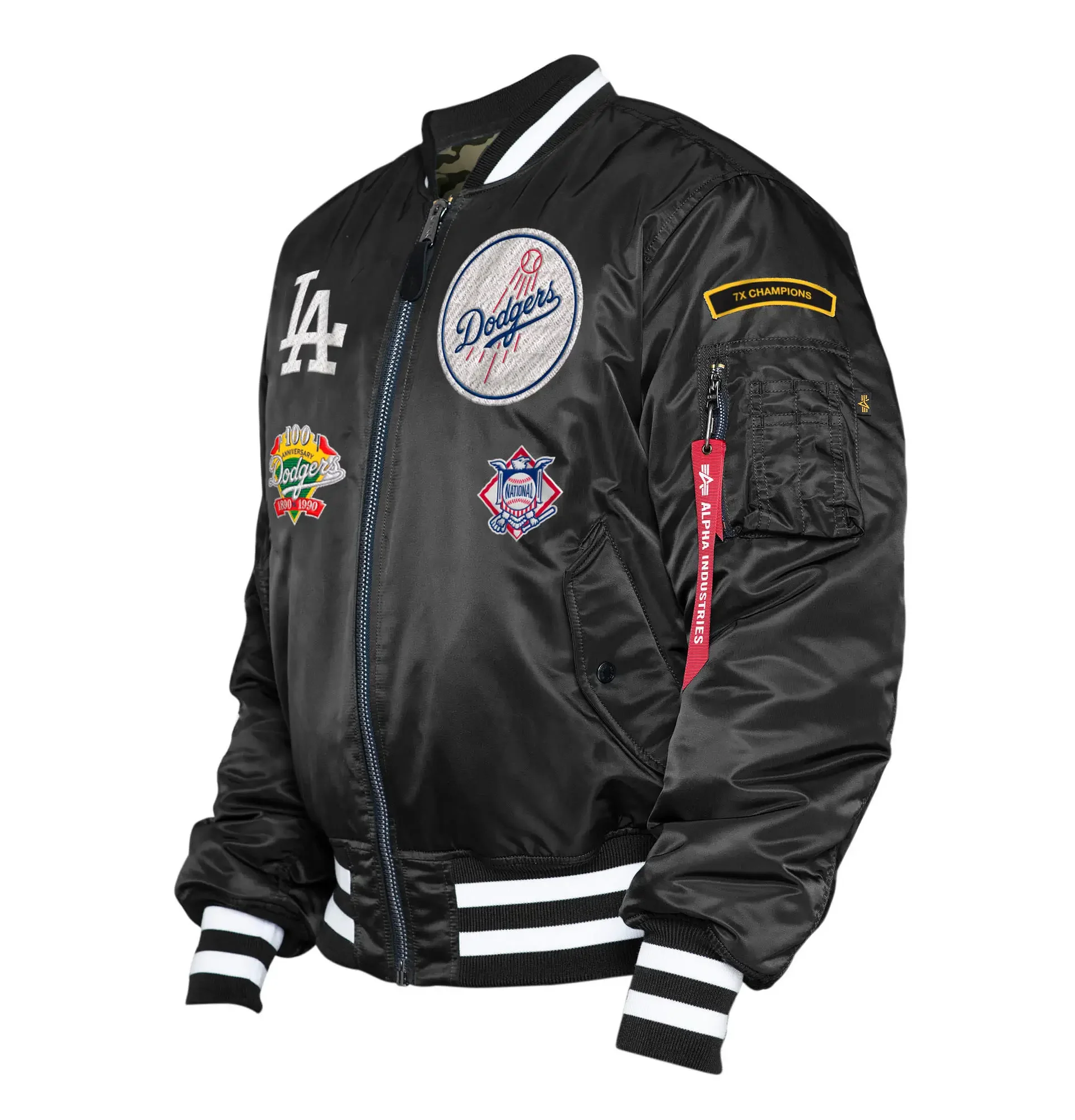 Los-Angeles-Dodgers-Alpha-Industries-X-New-Era-MA-1-Jacket-leather moto 2
