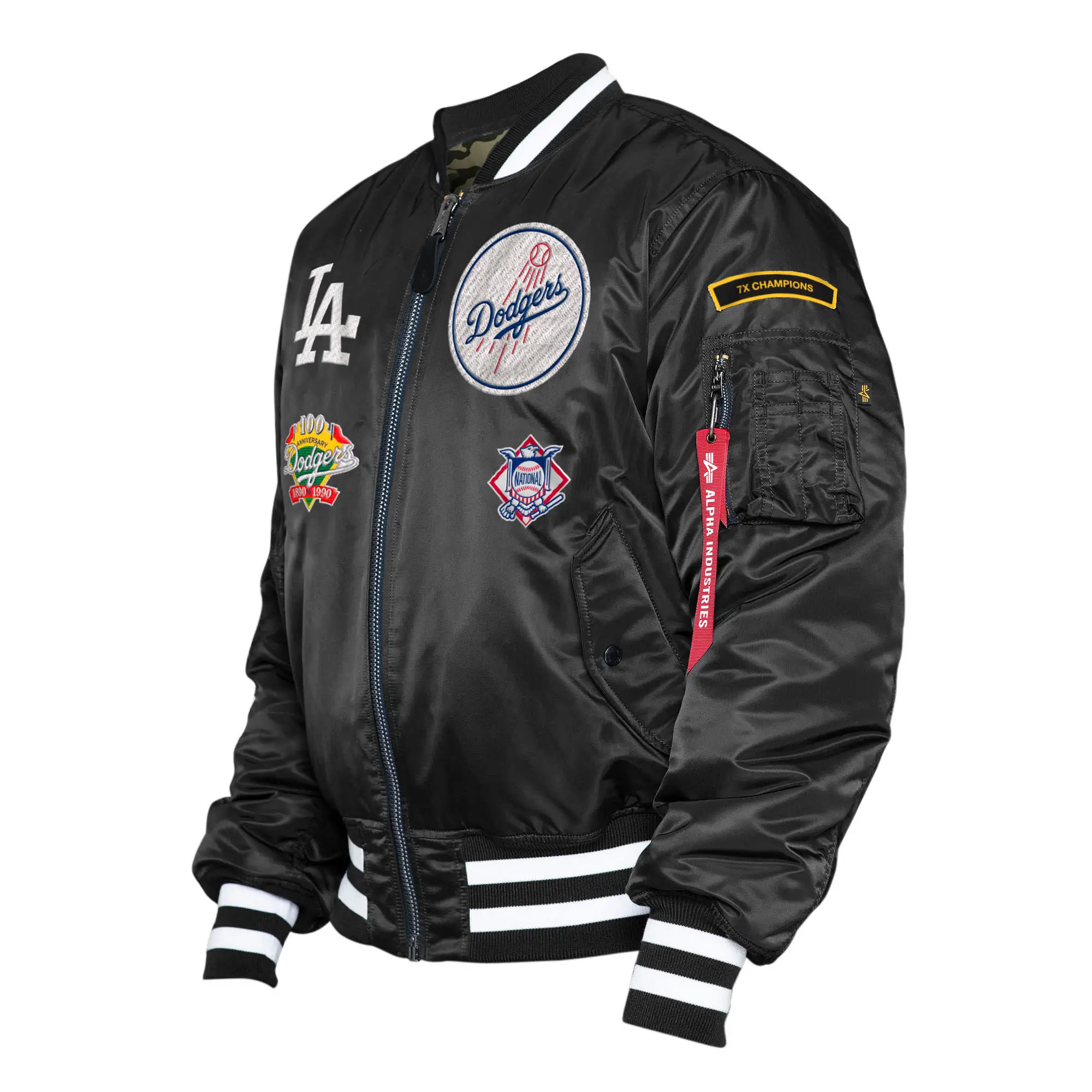 Los-Angeles-Dodgers-Alpha-Industries-X-New-Era-MA-1-Jacket-leather moto 2