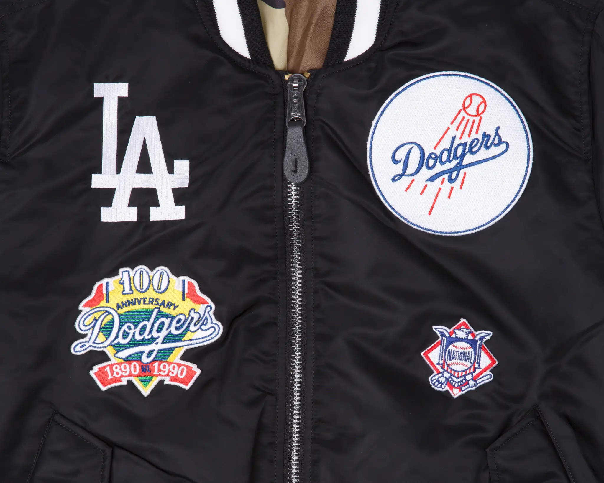Los-Angeles-Dodgers-Alpha-Industries-X-New-Era-MA-1-Jacket-leather moto 4