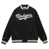 Los-Angeles-Dodgers-Double-Clutch-Black-Varsity-Jacket-leather moto 1