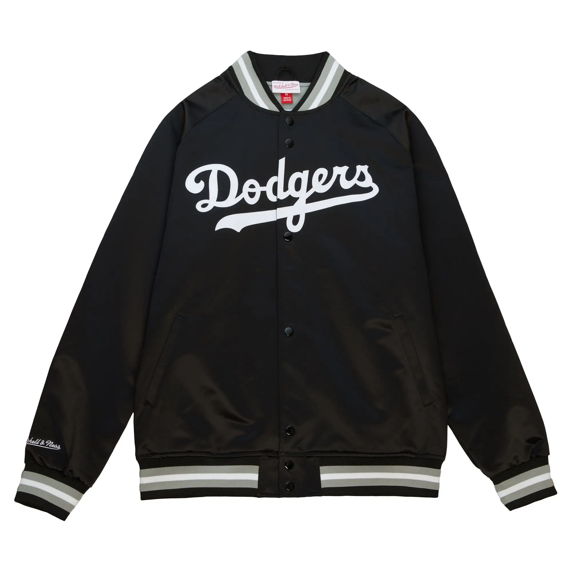 Los-Angeles-Dodgers-Double-Clutch-Black-Varsity-Jacket-leather moto 1